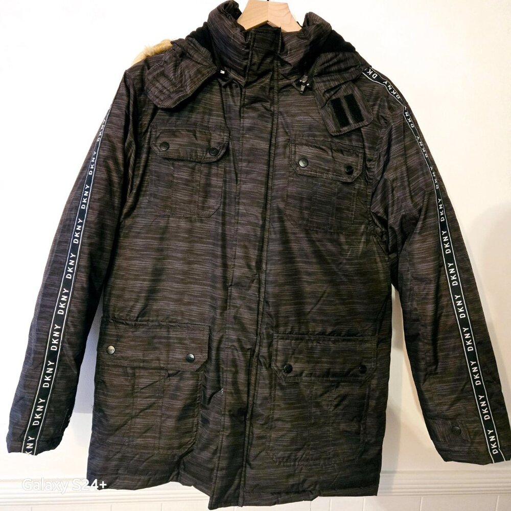 DKNY Coat with Faux Fur rimmed, detachable Hood